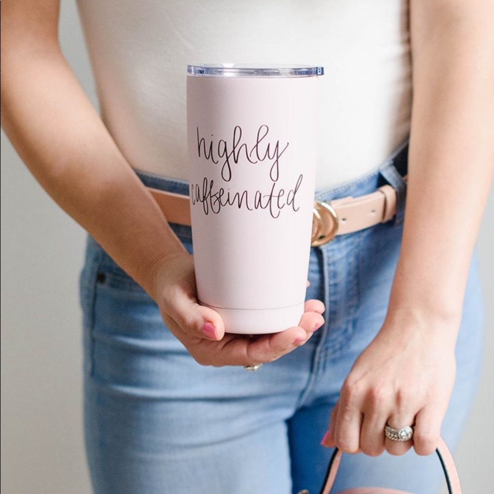 NEW Blush Pink “Highly Caffeinated” Travel M…